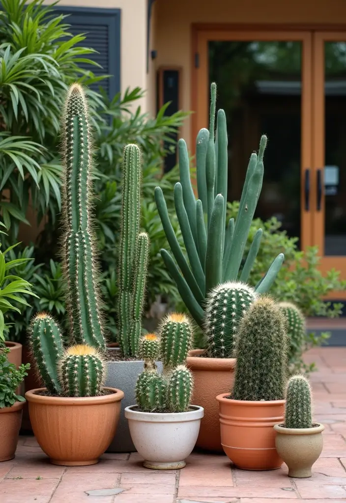 25+ Cactus Planter Ideas That Feel Modern and Minimal - 17. Outdoor Cactus Arrangements