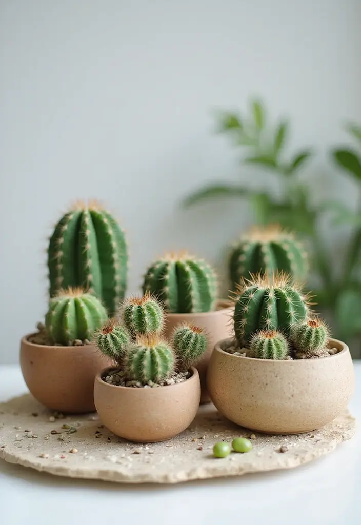 25+ Cactus Planter Ideas That Feel Modern and Minimal - 20. Eco-Friendly Planter Combinations