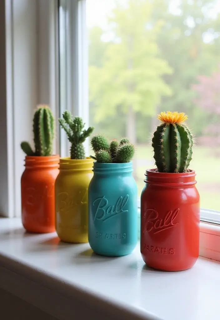25+ Cactus Planter Ideas That Feel Modern and Minimal - 5. Repurposed Jars and Containers