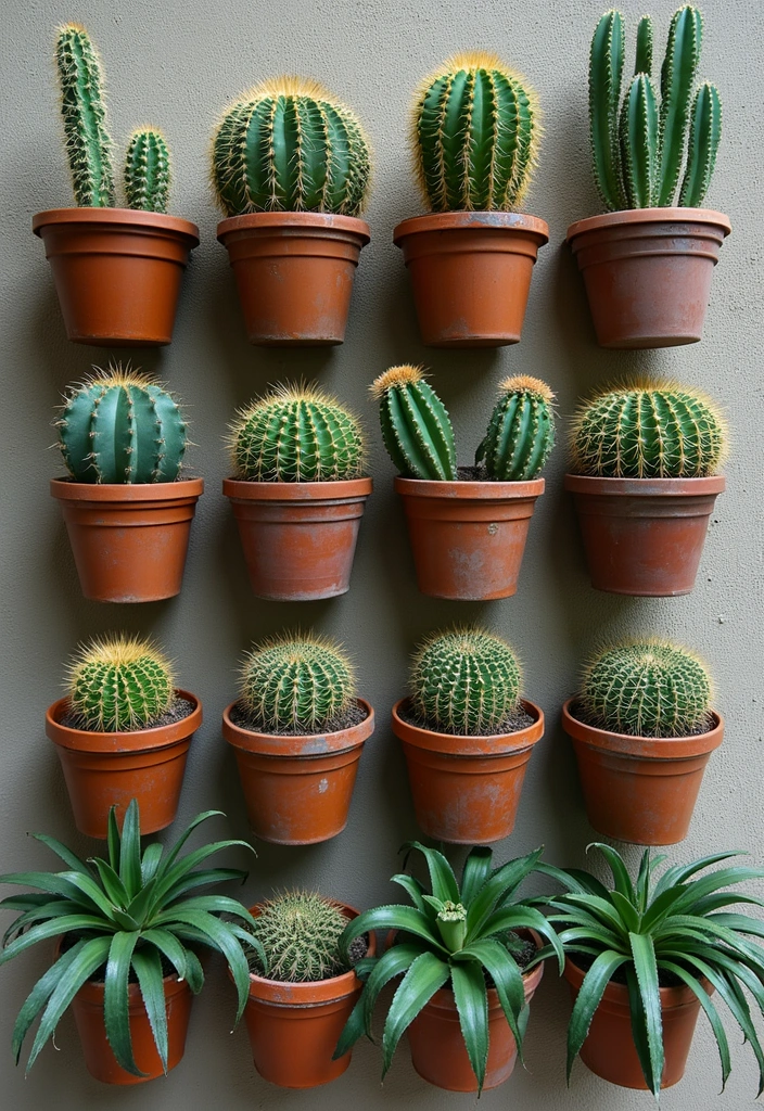 25+ Cactus Planter Ideas That Feel Modern and Minimal - 8. Vertical Garden Cactus Wall