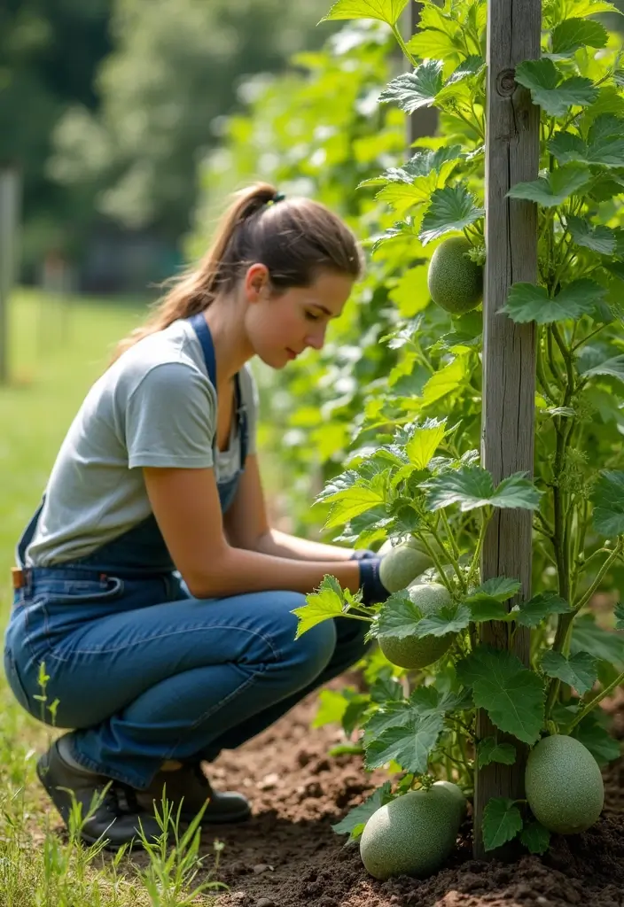 25+ Cantaloupe Trellis Ideas That Keep Fruits Off the Ground 118 25+ Cantaloupe Trellis Ideas That Keep Fruits Off the Ground - 18. Trellis Planting Techniques