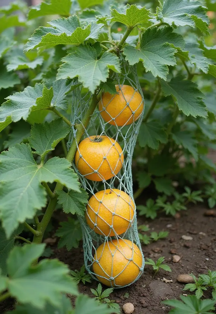 25+ Cantaloupe Trellis Ideas That Keep Fruits Off the Ground 15 25+ Cantaloupe Trellis Ideas That Keep Fruits Off the Ground - 3. Netting Trellis for Optimal Support