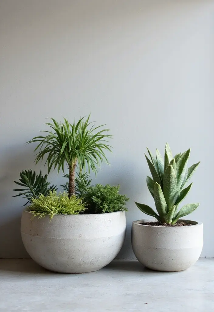 25+ Circle Planter Ideas for Modern Garden Style - 1. Minimalist Concrete Circles