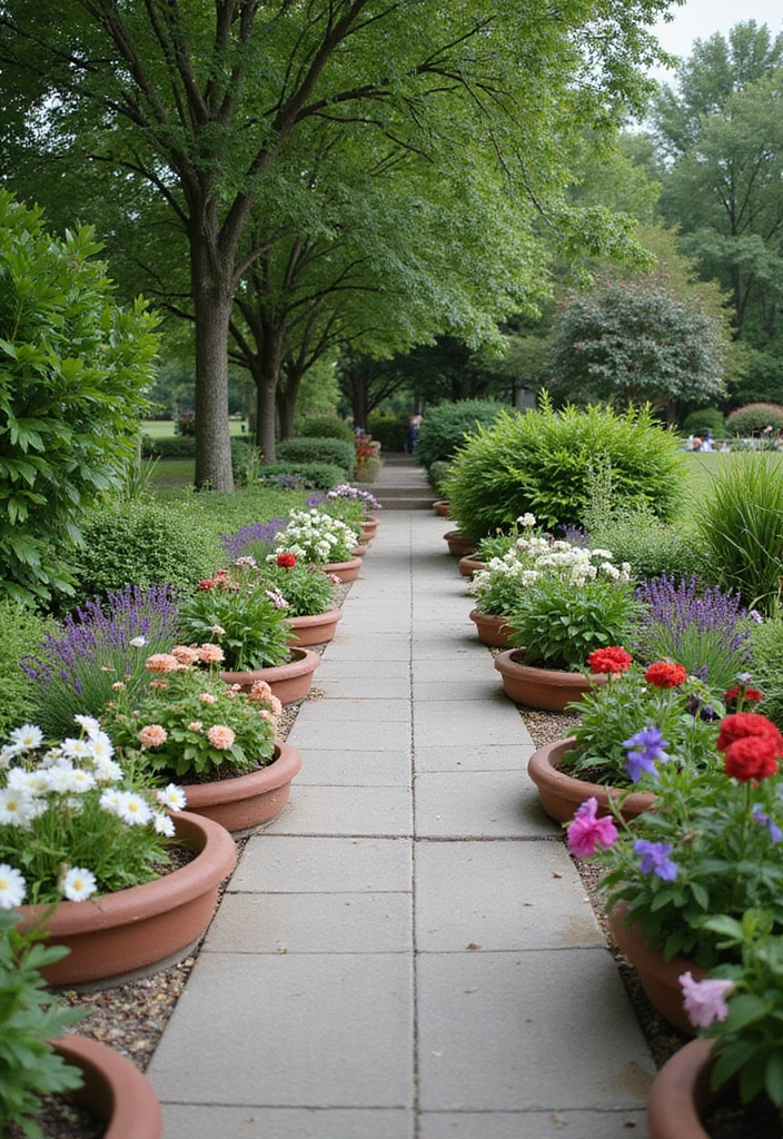25+ Circle Planter Ideas for Modern Garden Style - 16. Circular Garden Pathway Planters