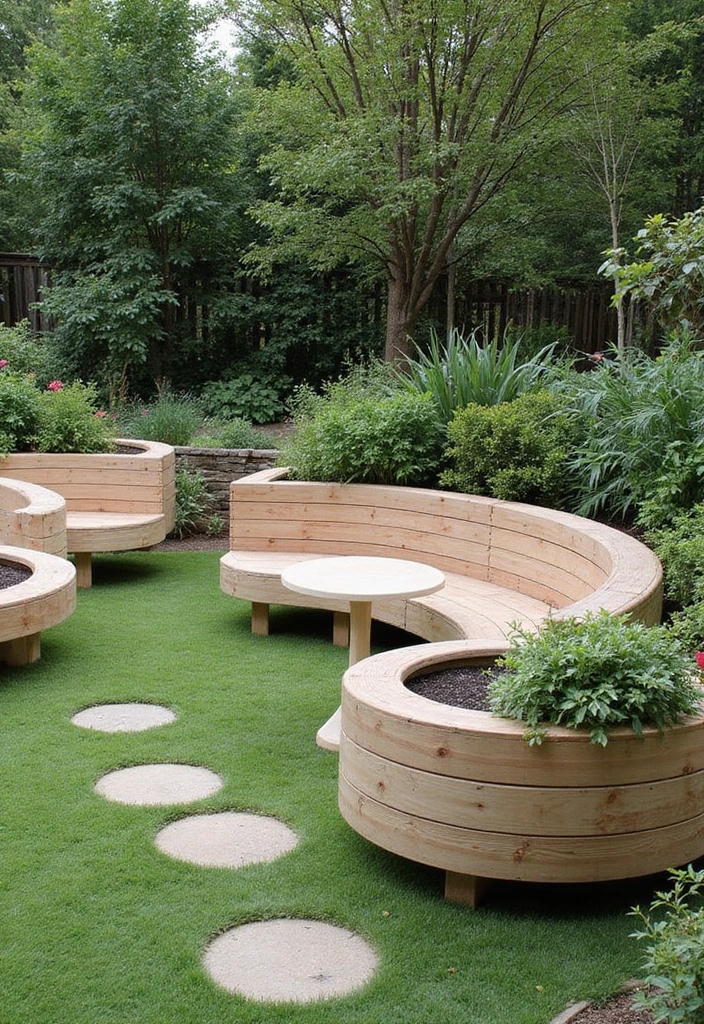 25+ Circle Planter Ideas for Modern Garden Style - 20. Multi-Functional Circle Planters