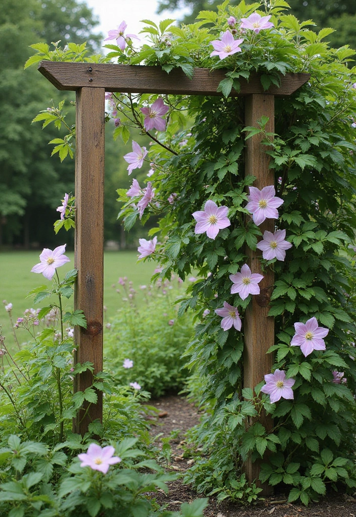 25+ Clematis Trellis Ideas to Show Off Your Blooms - 1. Rustic Wooden Trellis