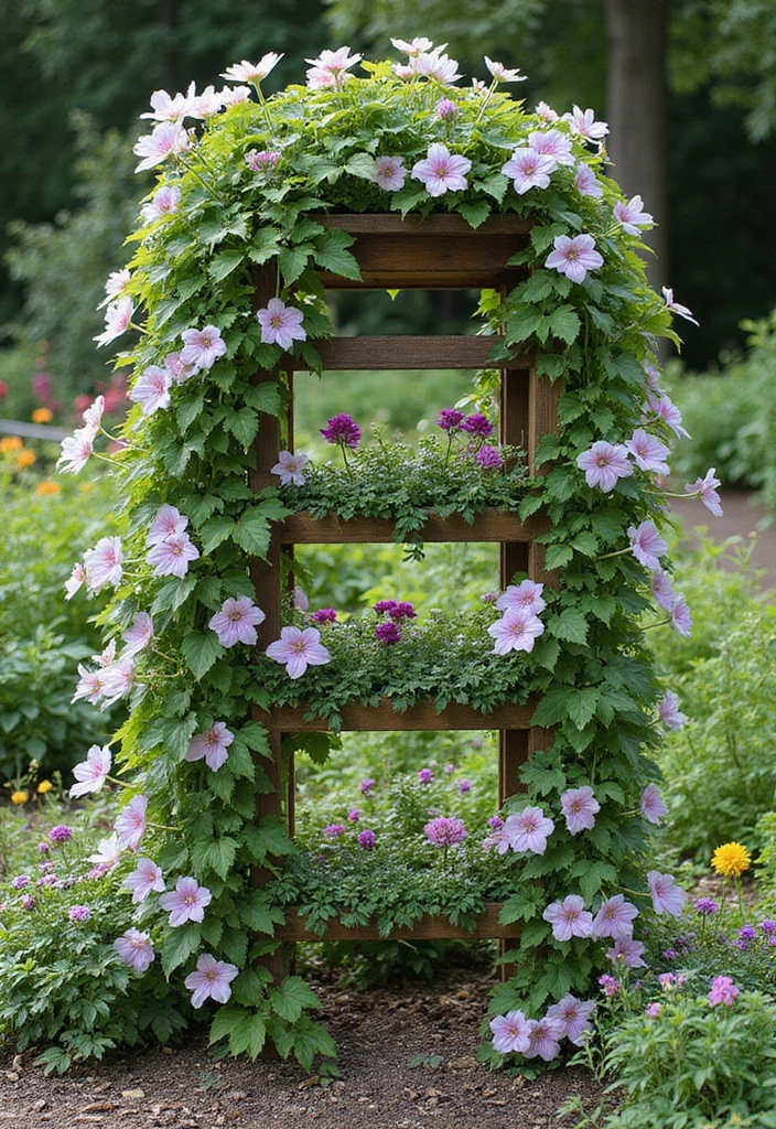 25+ Clematis Trellis Ideas to Show Off Your Blooms - 11. Tiered Trellis Designs