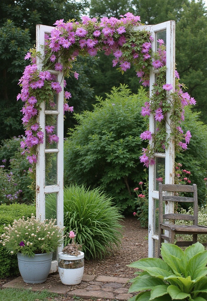 25+ Clematis Trellis Ideas to Show Off Your Blooms - 14. Vintage Window Frame Trellis