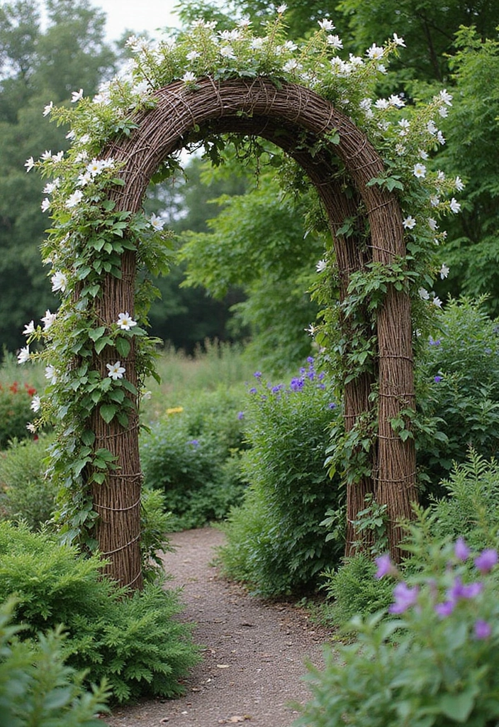 25+ Clematis Trellis Ideas to Show Off Your Blooms - 16. Natural Willow Trellis
