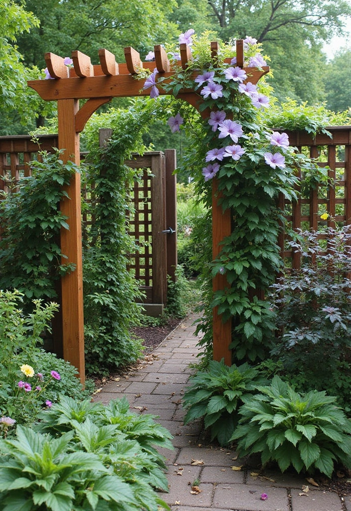 25+ Clematis Trellis Ideas to Show Off Your Blooms - 20. Combined Trellis and Fence