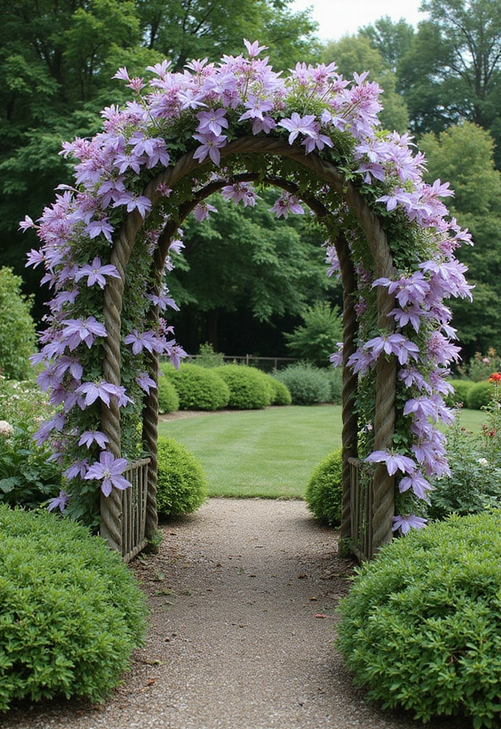 25+ Clematis Trellis Ideas to Show Off Your Blooms - 24. Elegant Twisted Trellis