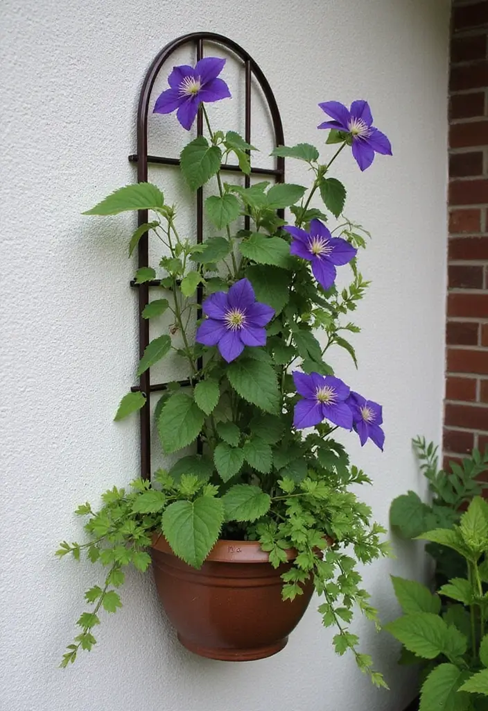 25+ Clematis Trellis Ideas to Show Off Your Blooms - 3. Vertical Planters with Trellis