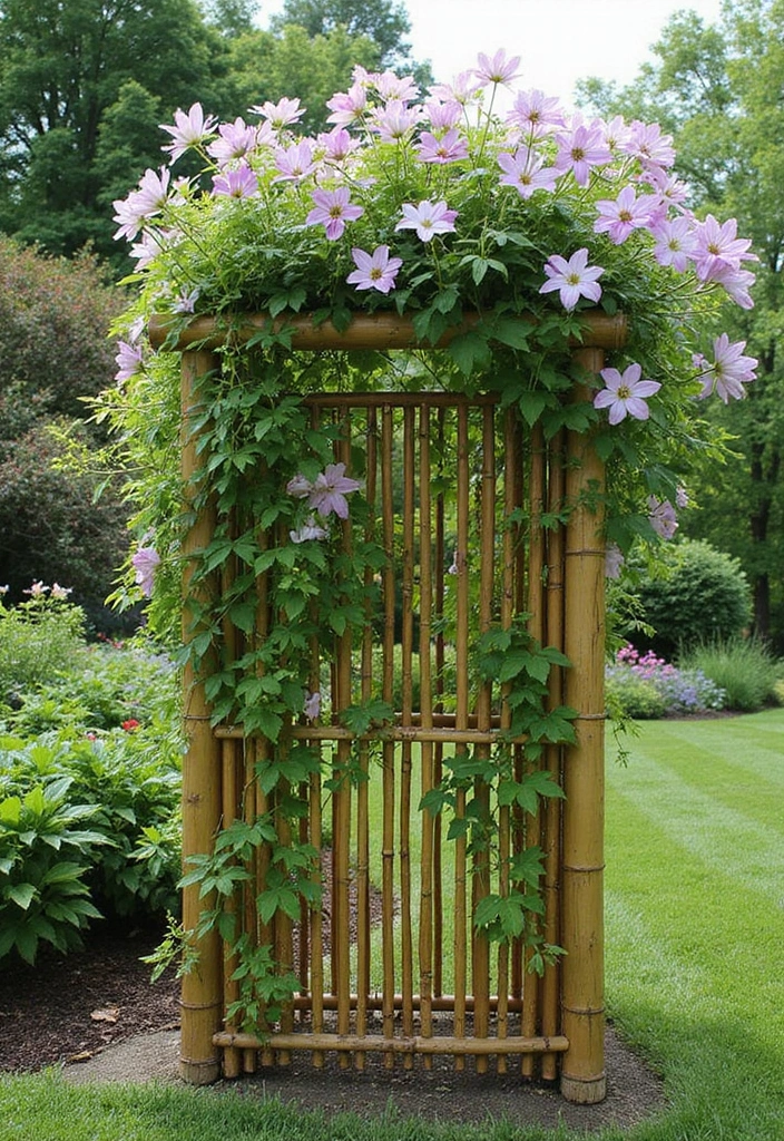 25+ Clematis Trellis Ideas to Show Off Your Blooms - 4. DIY Bamboo Trellis