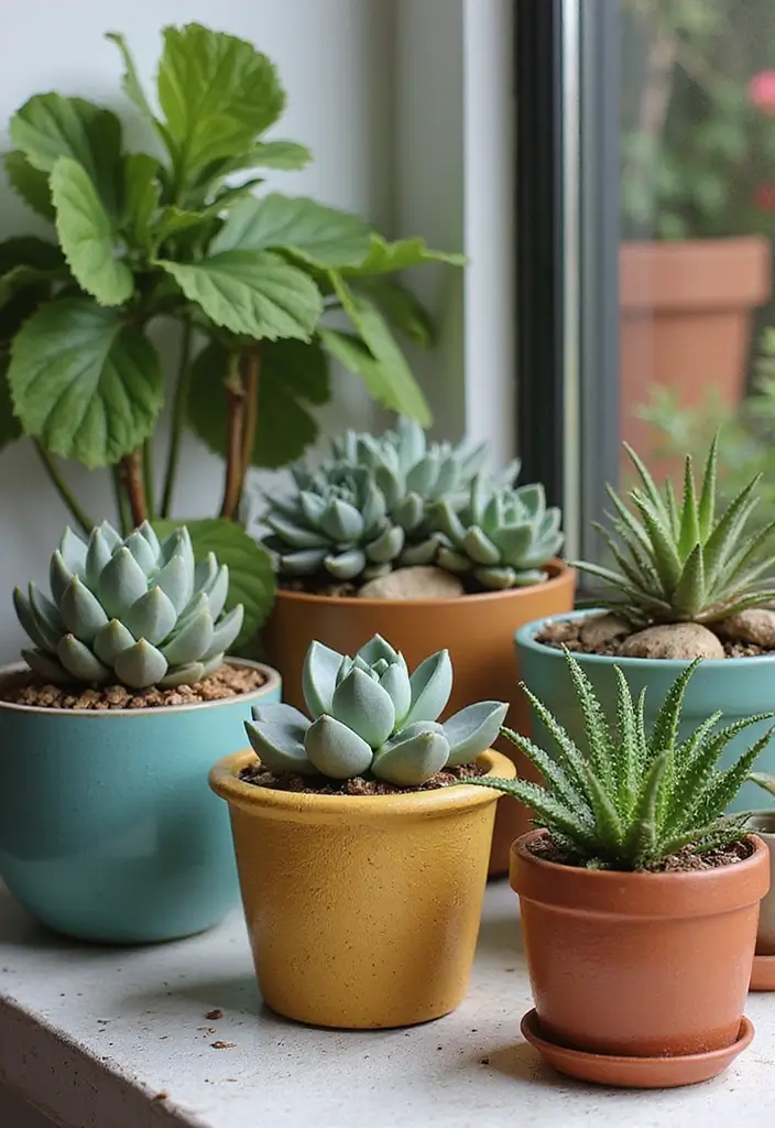 25+ Corner Planter Ideas That Maximize Small Spaces - 14. Low Maintenance Succulent Corners