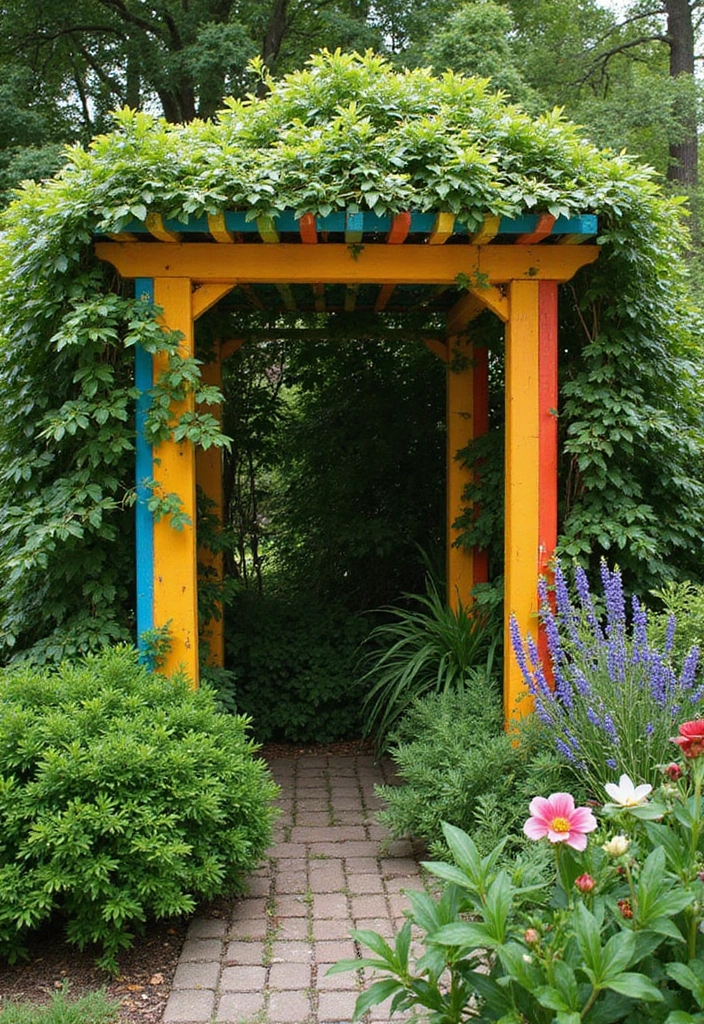 25+ Corner Trellis Ideas to Fill Empty Garden Spaces 69 25+ Corner Trellis Ideas to Fill Empty Garden Spaces - 11. Painted Trellis for a Pop of Color