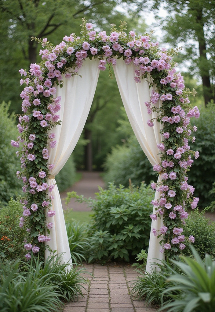 25+ Corner Trellis Ideas to Fill Empty Garden Spaces 83 25+ Corner Trellis Ideas to Fill Empty Garden Spaces - 13. Fabric Trellis for Softness