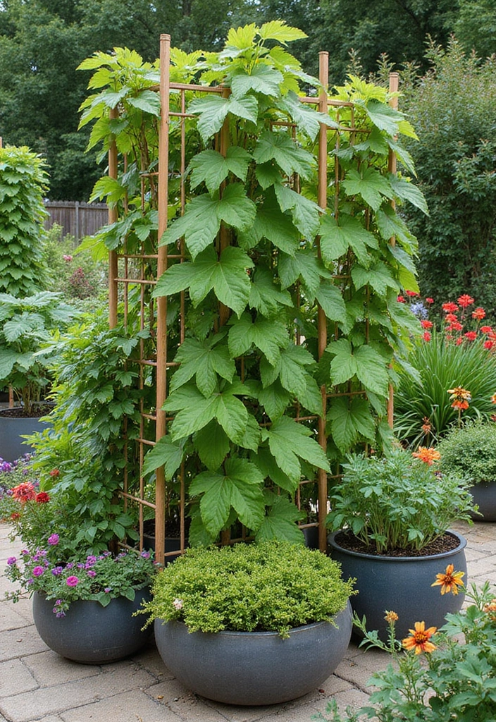 25+ Corner Trellis Ideas to Fill Empty Garden Spaces 97 25+ Corner Trellis Ideas to Fill Empty Garden Spaces - 15. Container Gardening with Trellises
