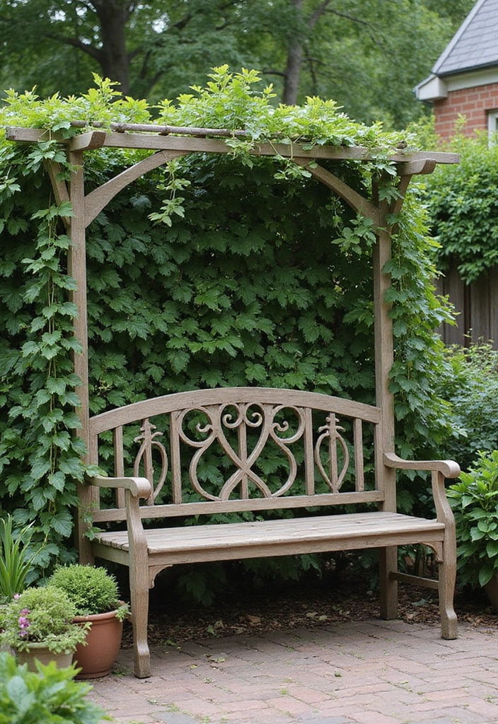 25+ Corner Trellis Ideas to Fill Empty Garden Spaces 104 25+ Corner Trellis Ideas to Fill Empty Garden Spaces - 16. Trellis-Integrated Garden Furniture