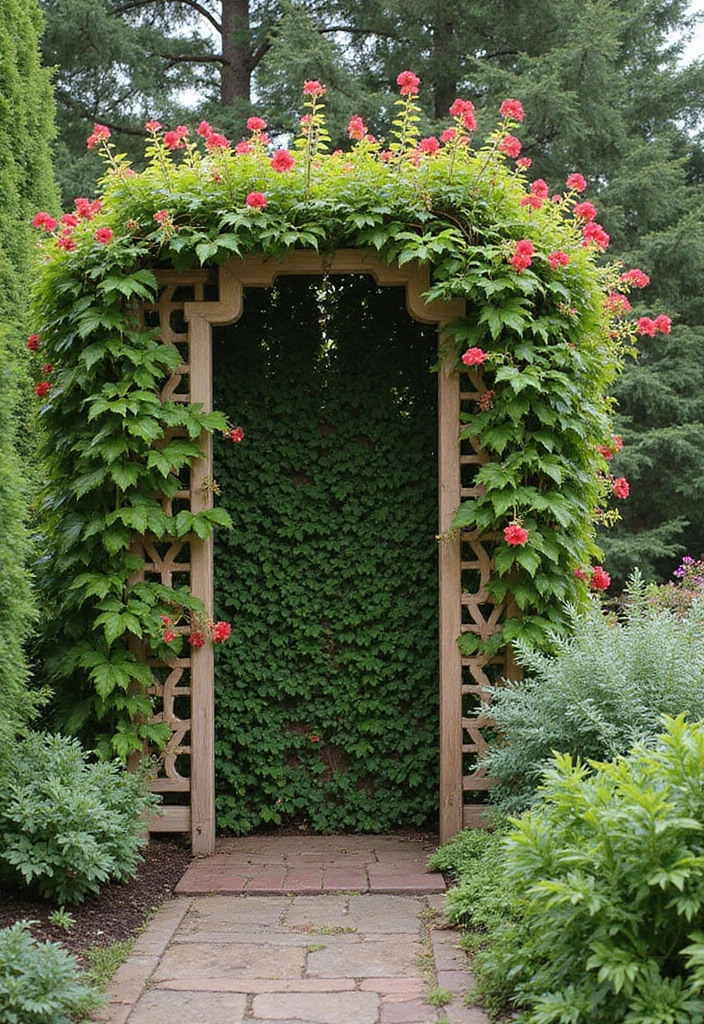 25+ Corner Trellis Ideas to Fill Empty Garden Spaces 116 25+ Corner Trellis Ideas to Fill Empty Garden Spaces - 18. Trellis with Garden Artist