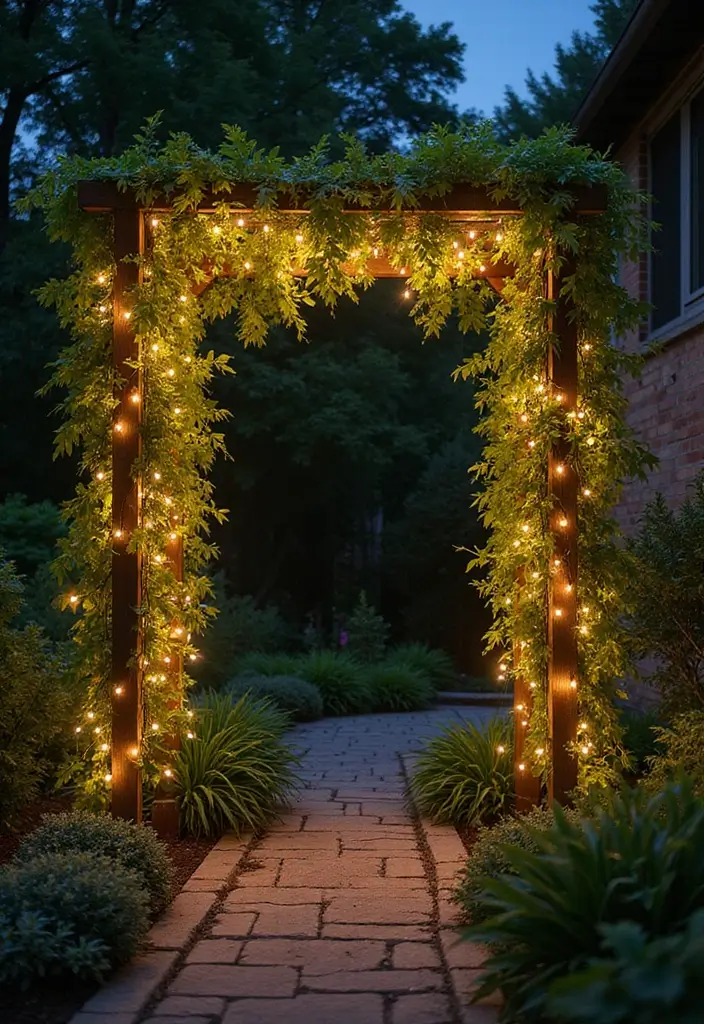 25+ Corner Trellis Ideas to Fill Empty Garden Spaces 163 25+ Corner Trellis Ideas to Fill Empty Garden Spaces - 25. Trellis with Garden Lighting