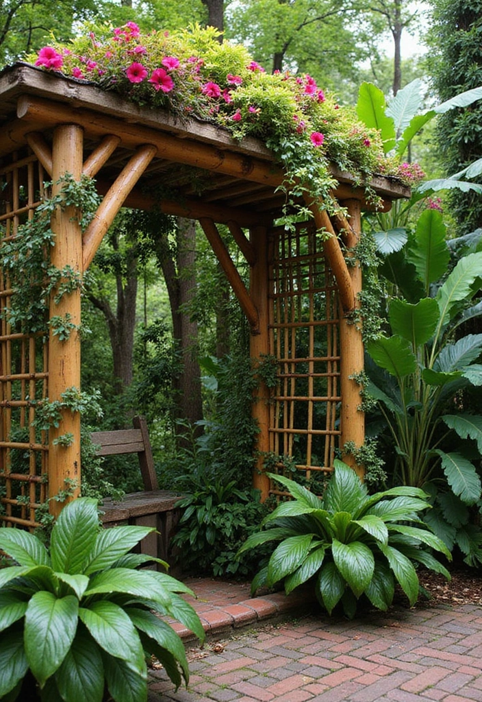25+ Corner Trellis Ideas to Fill Empty Garden Spaces 13 25+ Corner Trellis Ideas to Fill Empty Garden Spaces - 3. Bamboo Trellis for a Tropical Feel