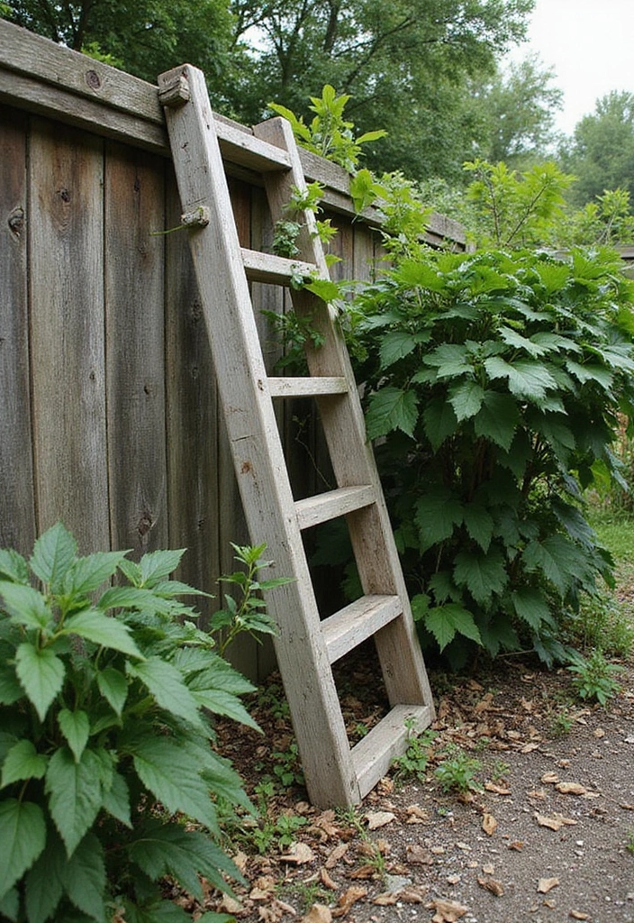 25+ Corner Trellis Ideas to Fill Empty Garden Spaces 34 25+ Corner Trellis Ideas to Fill Empty Garden Spaces - 6. Repurposed Old Ladders