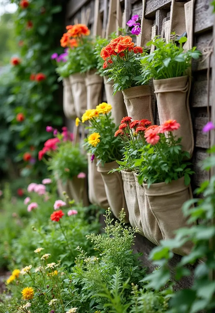 25+ DIY Garden Planter Ideas Anyone Can Create 98 25+ DIY Garden Planter Ideas Anyone Can Create - 16. Garden Fabric Pockets