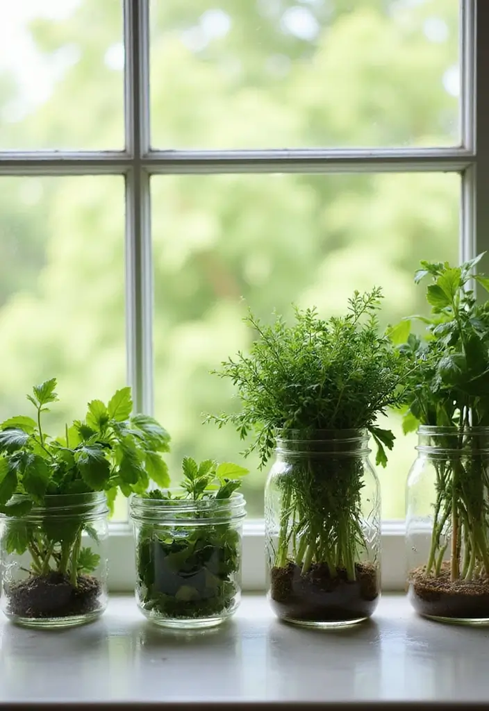 25+ DIY Garden Planter Ideas Anyone Can Create 22 25+ DIY Garden Planter Ideas Anyone Can Create - 4. Mason Jar Herb Garden