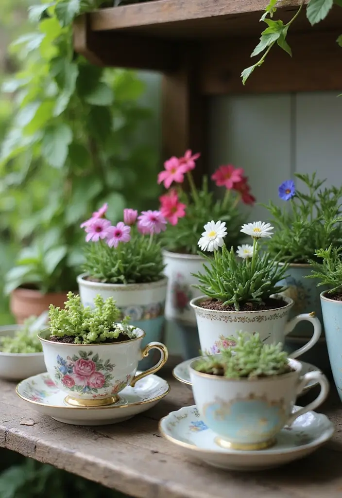 25+ DIY Garden Planter Ideas Anyone Can Create 41 25+ DIY Garden Planter Ideas Anyone Can Create - 7. Teacup Planters