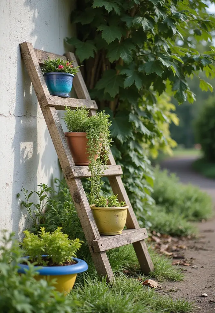 25+ DIY Garden Planter Ideas Anyone Can Create 55 25+ DIY Garden Planter Ideas Anyone Can Create - 9. Vertical Garden Ladder