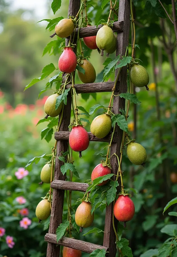 25+ Dragon Fruit Trellis Ideas for Strong Healthy Growth - 19. Vertical Ladder Trellis