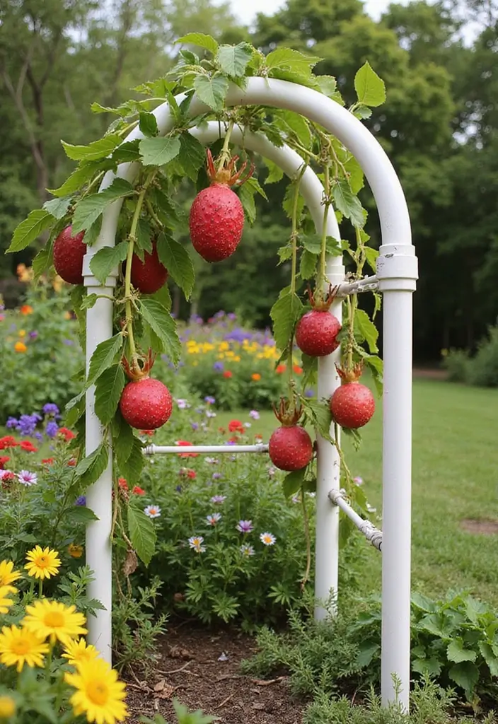 25+ Dragon Fruit Trellis Ideas for Strong Healthy Growth - 23. DIY PVC Pipe Trellis