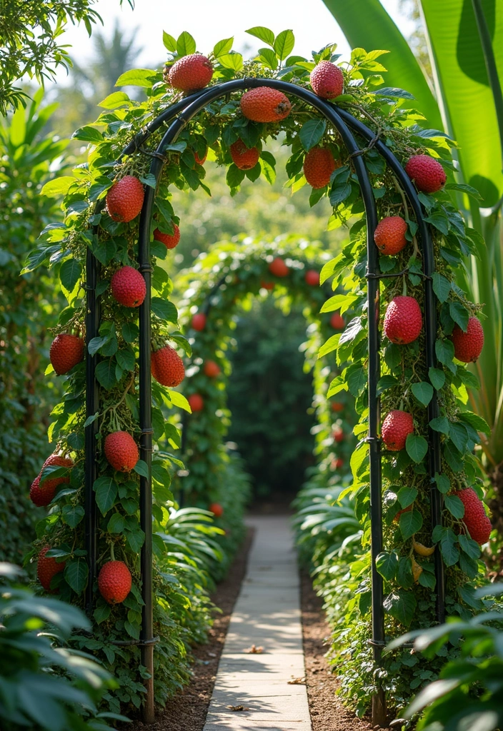 25+ Dragon Fruit Trellis Ideas for Strong Healthy Growth - 25. Curved Trellis