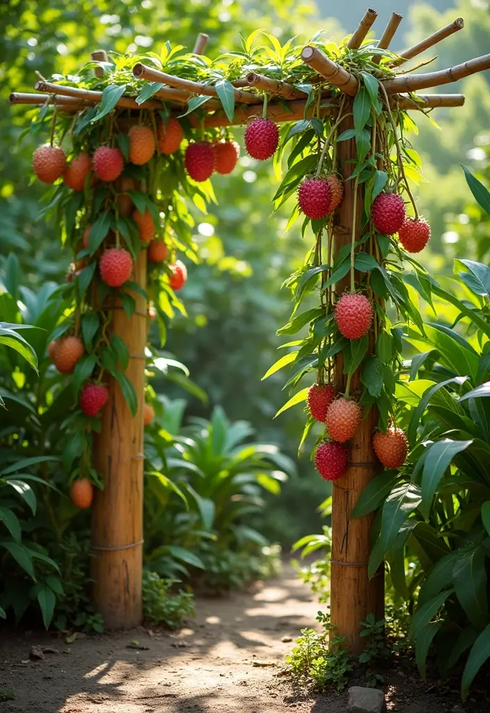 25+ Dragon Fruit Trellis Ideas for Strong Healthy Growth - 3. Bamboo Trellis