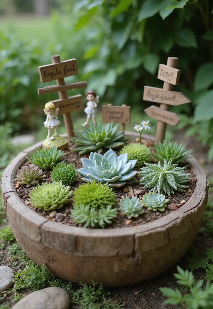 25+ Fairy Garden Planter Ideas for a Whimsical Touch 1 25+ Fairy Garden Planter Ideas for a Whimsical Touch - 1. Rustic Wooden Fairy Garden