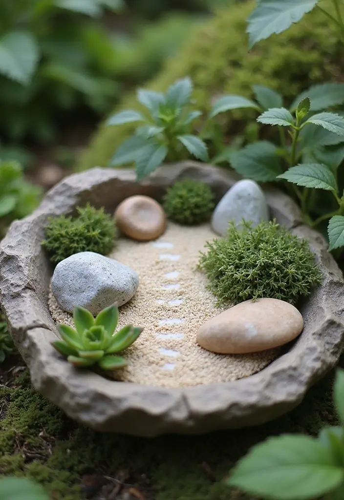 25+ Fairy Garden Planter Ideas for a Whimsical Touch 92 25+ Fairy Garden Planter Ideas for a Whimsical Touch - 14. Fairy Garden with a Miniature Zen Rock Garden