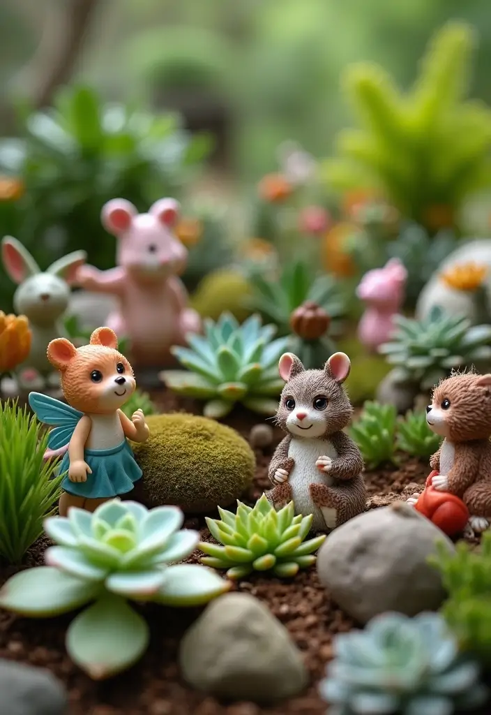 25+ Fairy Garden Planter Ideas for a Whimsical Touch 147 25+ Fairy Garden Planter Ideas for a Whimsical Touch - 23. Fairy Garden with Animal Figurines