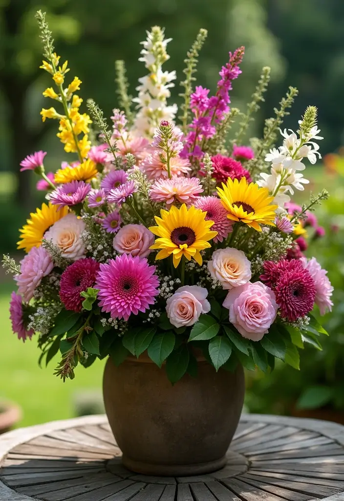 25+ Full Sun Planter Ideas for Bright Blooming Displays - 13. Bold Mixed Containers