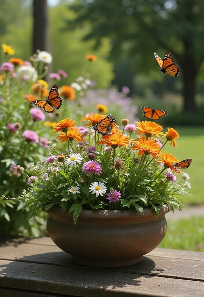25+ Full Sun Planter Ideas for Bright Blooming Displays - 21. Butterfly Attracting Planters