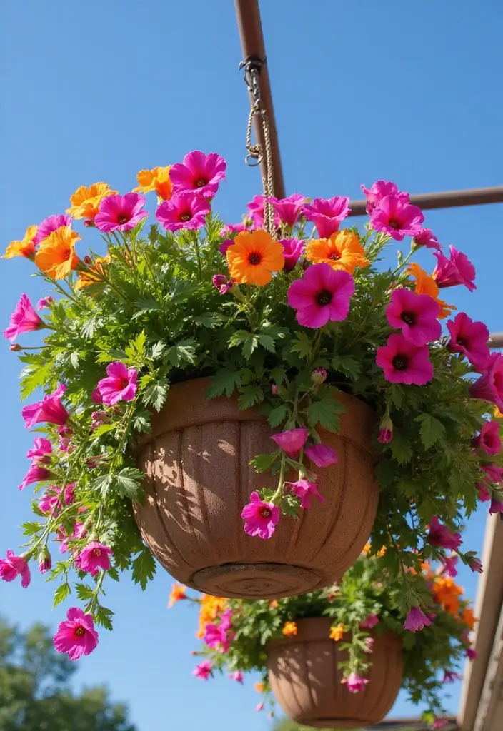 25+ Full Sun Planter Ideas for Bright Blooming Displays - 5. Hanging Baskets