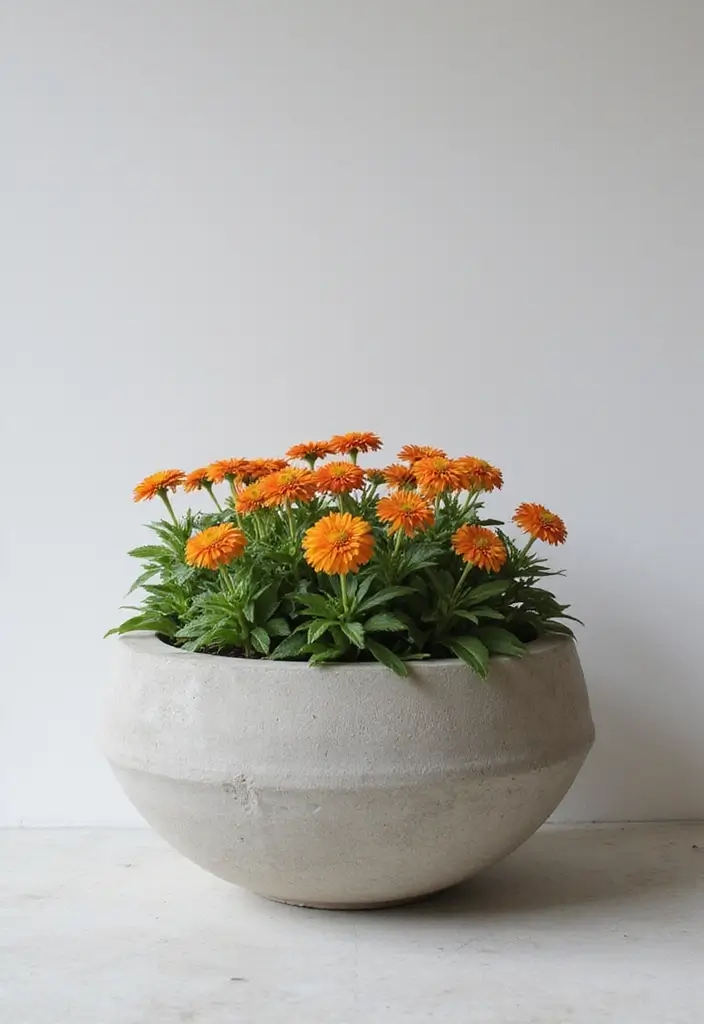 25+ Full Sun Planter Ideas for Bright Blooming Displays - 6. Concrete Planters