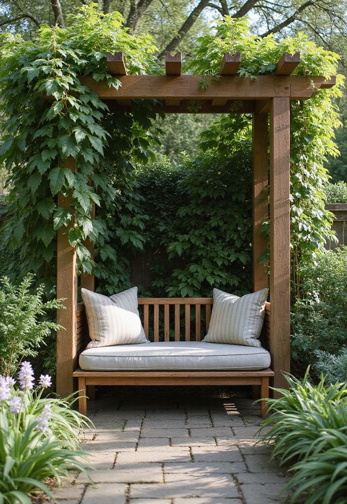 25+ Garden Wall Trellis Ideas That Double as Art 95 25+ Garden Wall Trellis Ideas That Double as Art - 15. Trellis with Integrated Seating