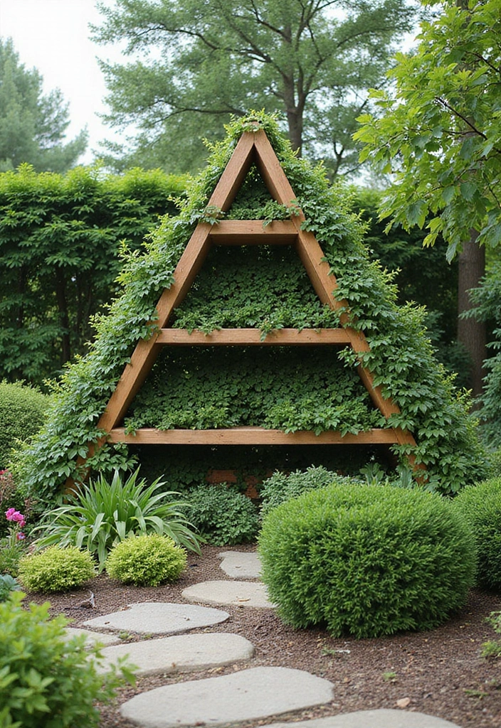 25+ Garden Wall Trellis Ideas That Double as Art 102 25+ Garden Wall Trellis Ideas That Double as Art - 16. Triangular Trellis