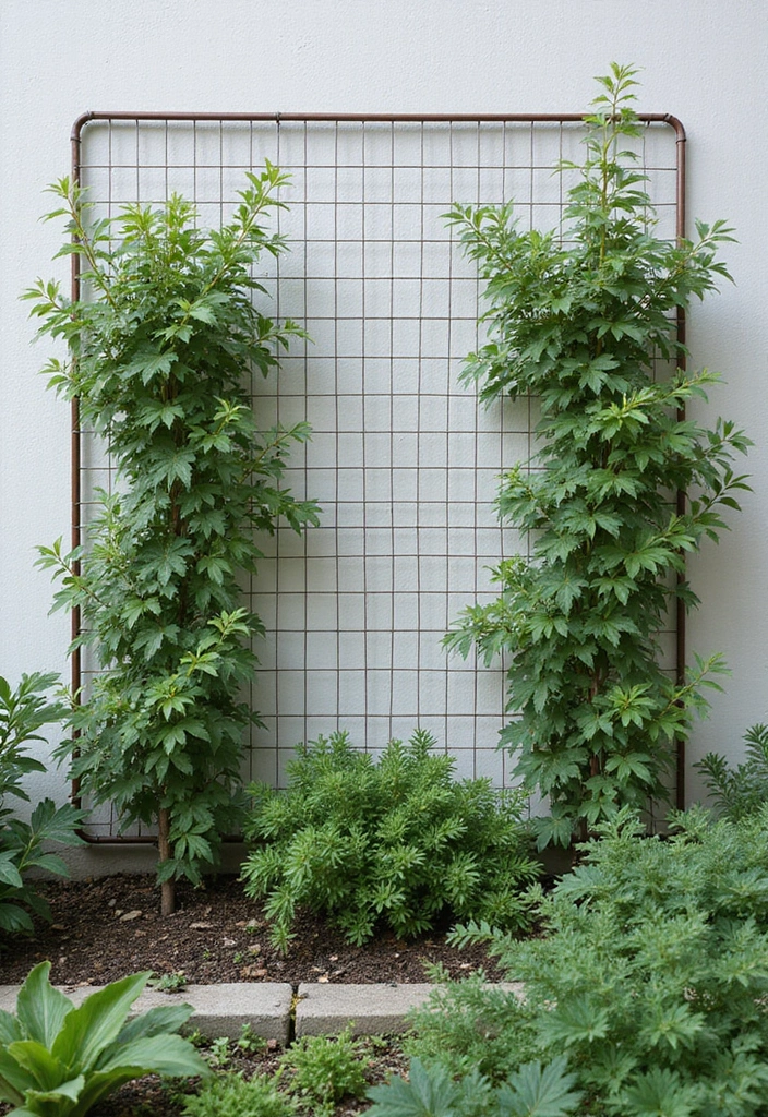 25+ Garden Wall Trellis Ideas That Double as Art 133 25+ Garden Wall Trellis Ideas That Double as Art - 21. Tension Wire Trellis