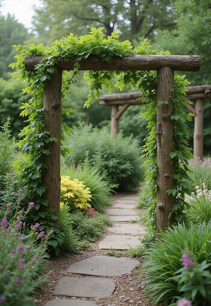 25+ Garden Wall Trellis Ideas That Double as Art 159 25+ Garden Wall Trellis Ideas That Double as Art - 25. Natural Log Trellis