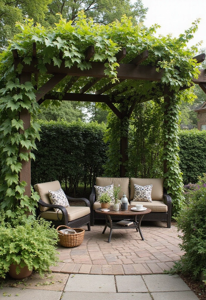 25+ Garden Wall Trellis Ideas That Double as Art 36 25+ Garden Wall Trellis Ideas That Double as Art - 6. Pergola with Climbing Vines