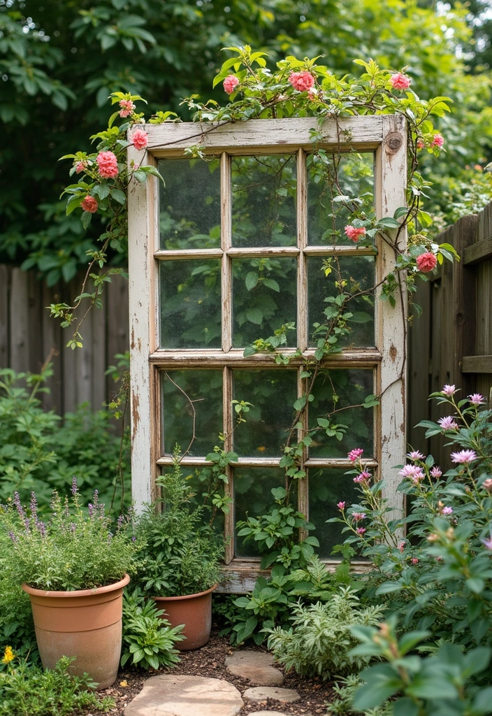 25+ Garden Wall Trellis Ideas That Double as Art 43 25+ Garden Wall Trellis Ideas That Double as Art - 7. DIY Trellis with Recycled Materials