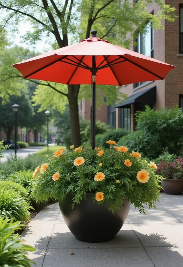 25+ Hosta Planter Ideas for Shady Corners and Texture 116 25+ Hosta Planter Ideas for Shady Corners and Texture - 18. Patio Umbrella Planter