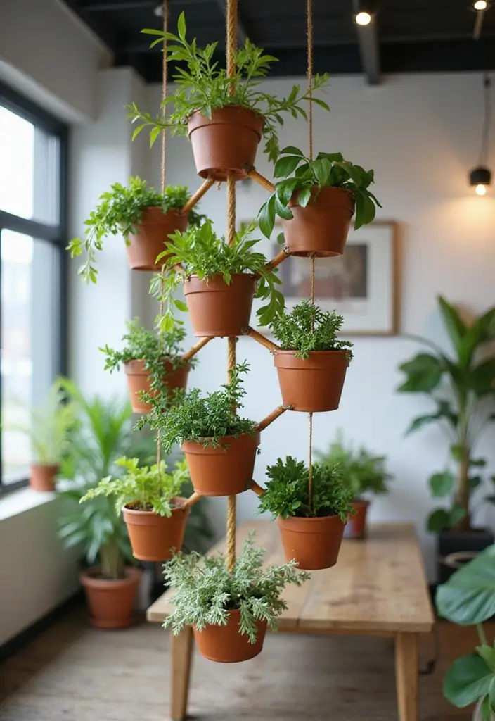 25+ Indoor Trellis Ideas for Stylish Plant Displays - 10. Hanging Pot Trellis
