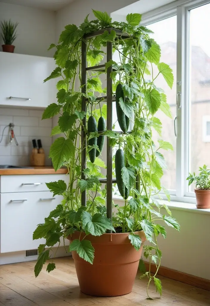 25+ Indoor Trellis Ideas for Stylish Plant Displays - 15. Trellis for Indoor Veggies
